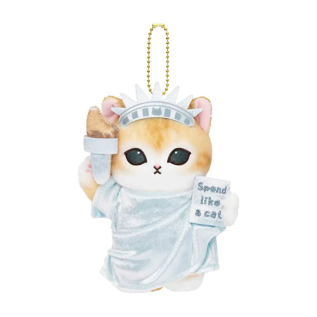 MOFUSAND | Mascot Holder Plush Keychain 155×120×90mm (Mofumofu Journey Cat - Statue of Liberty)