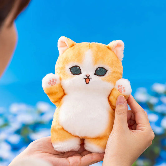 MOFUSAND | Brown and White Standing Plush Toy Plush Doll 175×120×100mm (Hyokkori! Tachimasu Nyan)