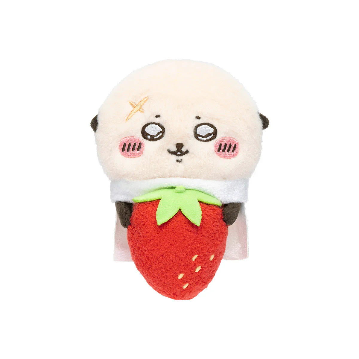 CHIIKAWA | Rakko with Strawberry Monitor Plush Toy 120×75×75mm (Hook-and-loop Watching from Your Desktop)
