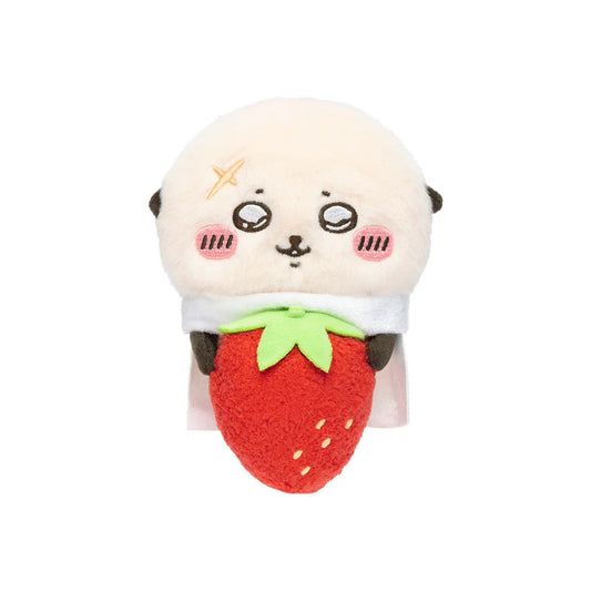 CHIIKAWA | Rakko with Strawberry Monitor Plush Toy 120×75×75mm (Hook-and-loop Watching from Your Desktop)
