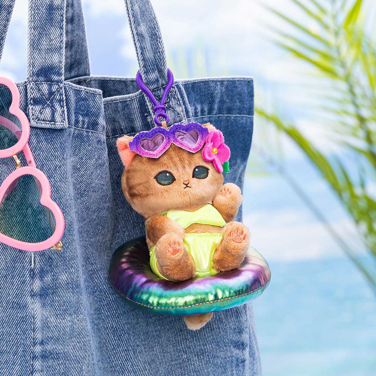MOFUSAND | Tanned Gal Swimming Ring Mascot Holder Keychain Bag Charm H140 x W115 x D90mm (Sunburn)