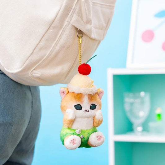 MOFUSAND | Cream Soda Cat Mascot Holder Keychain Bag Charm 150 x 80 x 80mm (Diner)