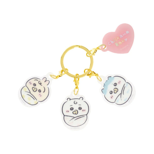 CHIIKAWA | Chiikawa & Hachiware & Usagi Swaddle Acrylic Charm Set 40×40mm (Chiikawa Baby)