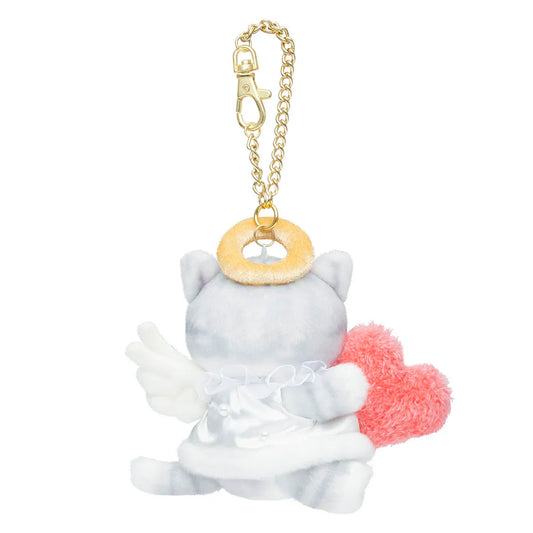 MOFUSAND | Mascot Holder Bag Charm Plush Keychain 115×85×140mm (Cupid & Angel Cat Gray)