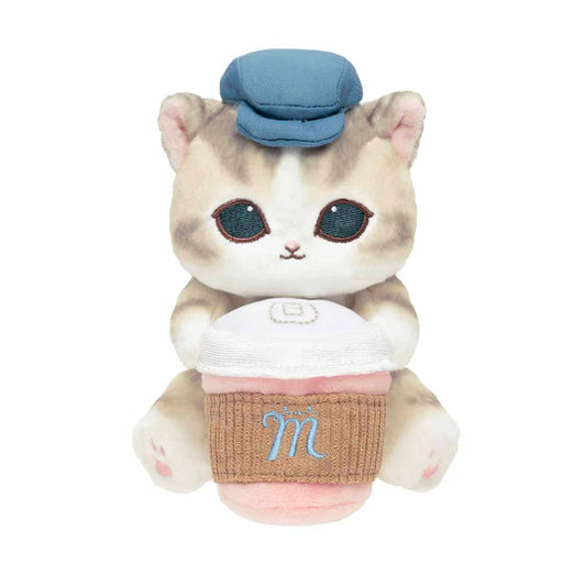 MOFUSAND | Monitor Plush Toy Hot Cat Watching from Your Desktop 170×105×155mm (mofusand COFFEE AND DONUTS)