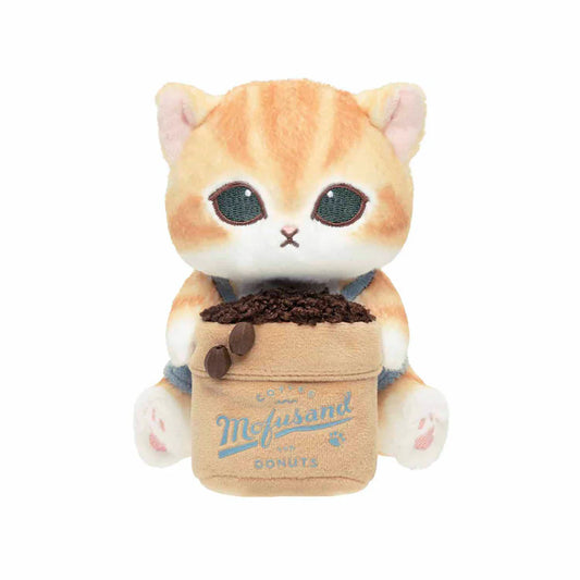 MOFUSAND | Monitor Plush Toy Bean Cat Watching from Your Desktop 170×105×155mm (mofusand COFFEE AND DONUTS)