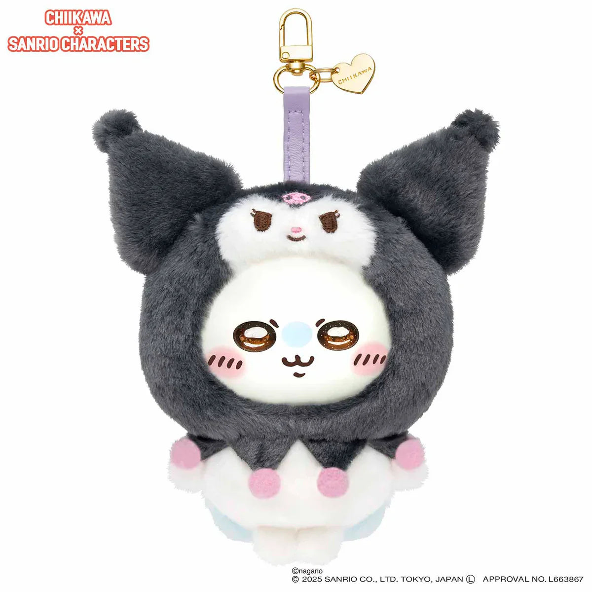 CHIIKAWA x SANRIO | Momonga x Kuromi Kiramekko Vinyl Plush Keychains Bag Charm 140×115×75mm