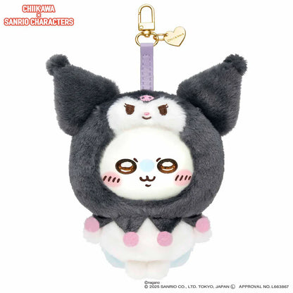 CHIIKAWA x SANRIO | Momonga x Kuromi Kiramekko Vinyl Plush Keychains Bag Charm 140×115×75mm