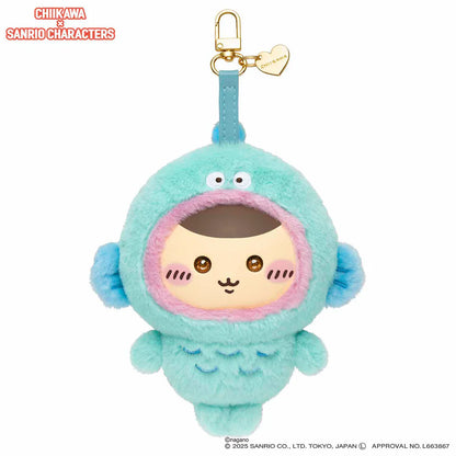 CHIIKAWA x SANRIO | Kurimanju x Hangyodon Kiramekko Vinyl Plush Keychains Bag Charm 140×115×75mm