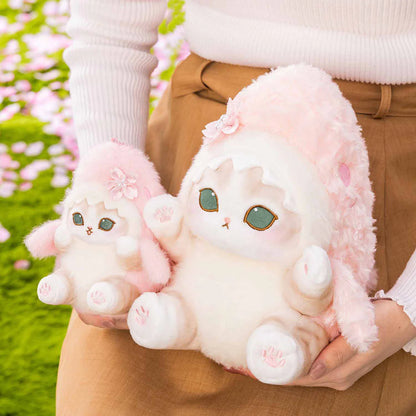 MOFUSAND | Shark Cat Chubby Potepote Plush Toy Plush Doll 230×170×210mm (Sakura Cherry Blossom)