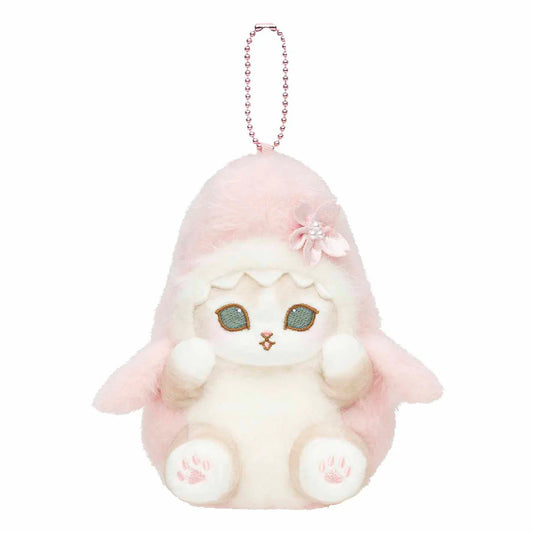 MOFUSAND | Shark Cat Chubby Potepote Mascot Holder Keychain Bag Charm 140×130×135mm (Sakura Cherry Blossom)