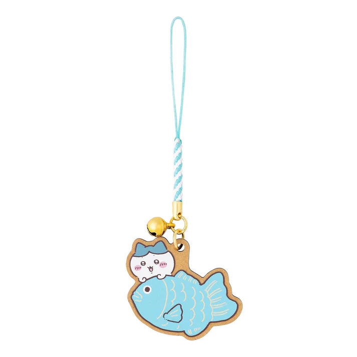 CHIIKAWA x MOGUMOGU | Hachiware Wood Keychain with Bell 45x50mm (Sea Bream-themed)