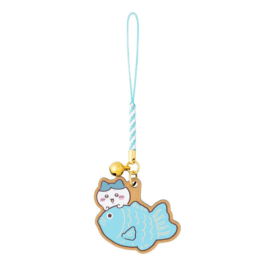 CHIIKAWA x MOGUMOGU | Hachiware Wood Keychain with Bell 45x50mm (Sea Bream-themed)