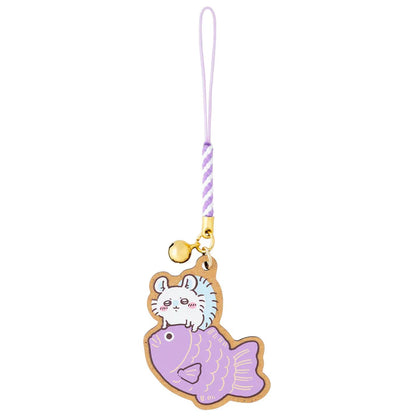 CHIIKAWA x MOGUMOGU | Momonga Wood Keychain with Bell 45x50mm (Sea Bream-themed)