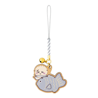 CHIIKAWA x MOGUMOGU | Rakko Wood Keychain with Bell 45x50mm (Sea Bream-themed)