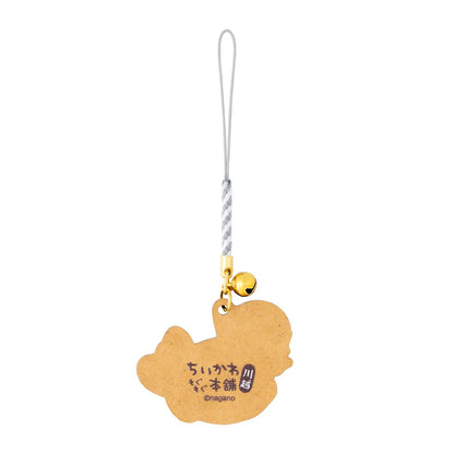 CHIIKAWA x MOGUMOGU | Rakko Wood Keychain with Bell 45x50mm (Sea Bream-themed)