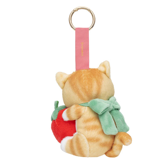 MOFUSAND | Strawberries and Orange Cat Mascot Holder Bag Charm Keychain 170x130x90mm (MERCI STRAWBERRY)