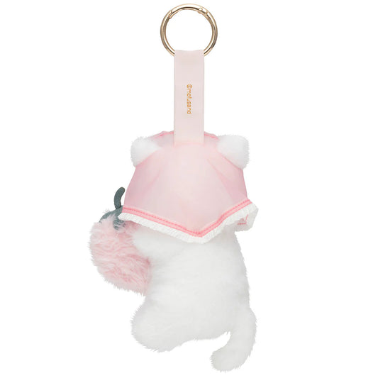 MOFUSAND | Strawberries and White Cat Mascot Holder Bag Charm Keychain 170x130x90mm (MERCI STRAWBERRY)