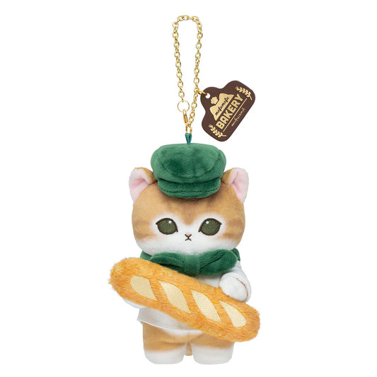 MOFUSAND | Mofumofu Bakery Cat Mascot Keychain Bag Charm 80x105x158mm (Bakery Cat - Brown and White)
