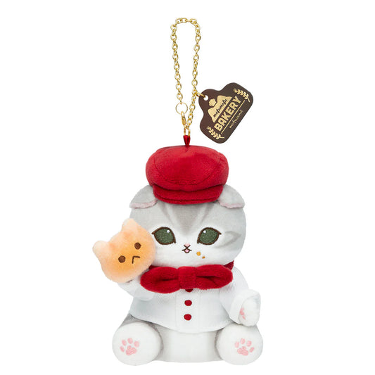 MOFUSAND | Mofumofu Bakery Cat Mascot Keychain Bag Charm 80x105x158mm (Bakery Cat - Grayish White)