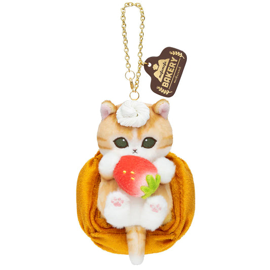 MOFUSAND | Mofumofu Bakery Cat Mascot Keychain Bag Charm 80x105x158mm (Danish - Strawberry)