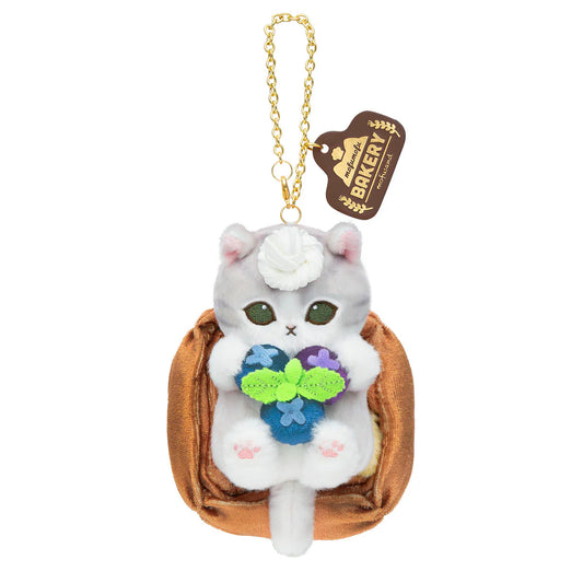 MOFUSAND | Mofumofu Bakery Cat Mascot Keychain Bag Charm 80x105x158mm (Danish - Blueberry)