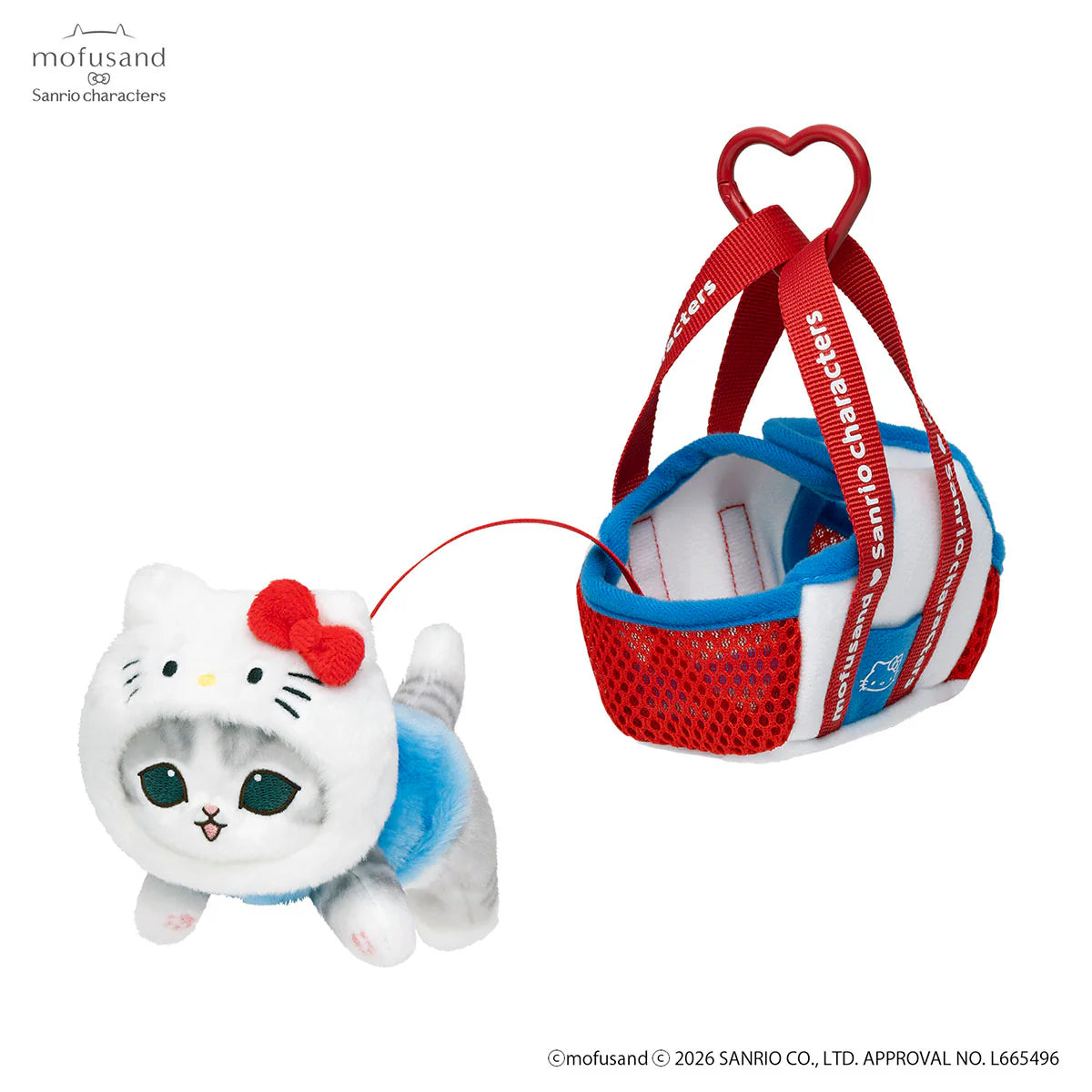 Mofusand × Sanrio | Hello Kitty Cat Mascot in Outing Bag Keychain Bag Charm 150×80×130mm
