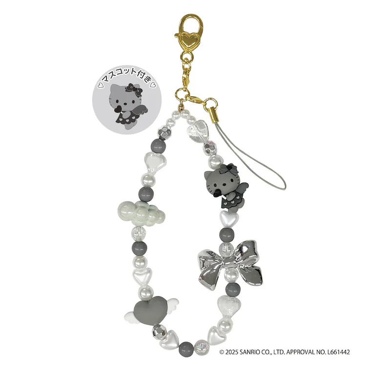 SANRIO | Hello Kitty Beaded Hand Strap Phone Charm 210 × 80 × 20mm (Grey Angel)