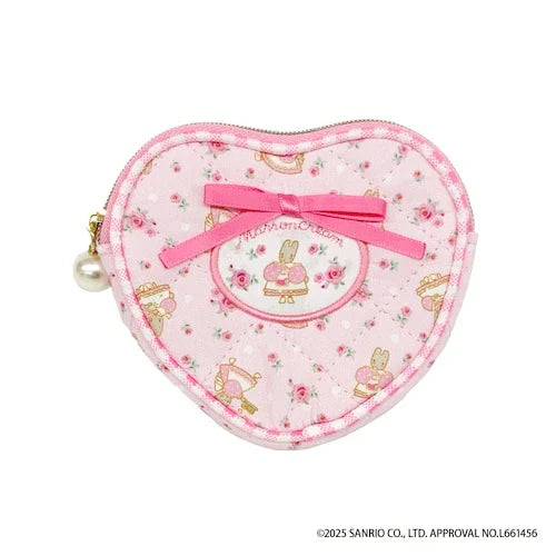 SANRIO | Marron Cream Quilted Heart Pouch 90×100×15mm (Pink Rose)