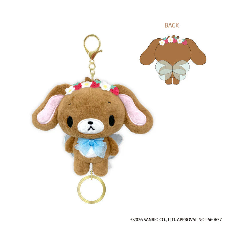 SANRIO | Sugarbunnies Sugar bunnies Kurousa Retractable Reel Keychain Mascot Bag Charm Keychain 100x135x60mm (Strawberry Flower Fairy)