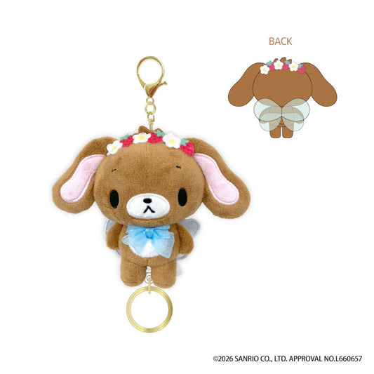 SANRIO | Sugarbunnies Sugar bunnies Kurousa Retractable Reel Keychain Mascot Bag Charm Keychain 100x135x60mm (Strawberry Flower Fairy)