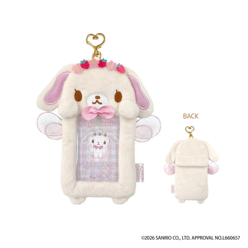SANRIO | Sugarbunnies Sugar bunnies Shirousa Plush Pass Case Card Holder Keychain 160x140x20mm (Strawberry Flower Fairy)