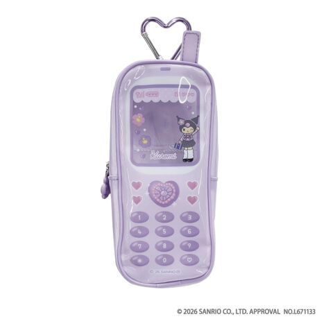 SANRIO | Kuromi Style Up Flip Phone Style Long Clear Accessory Case with Carabiner 192×80×50mm (Gogo Gal Collection )