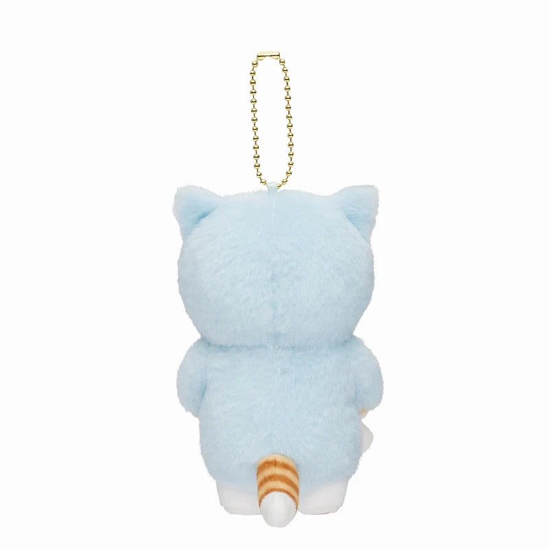 MOFUSAND | Costume Mascot Holder Plush Keychain H125×W100×D100mm (Blue Cat Pajamas)