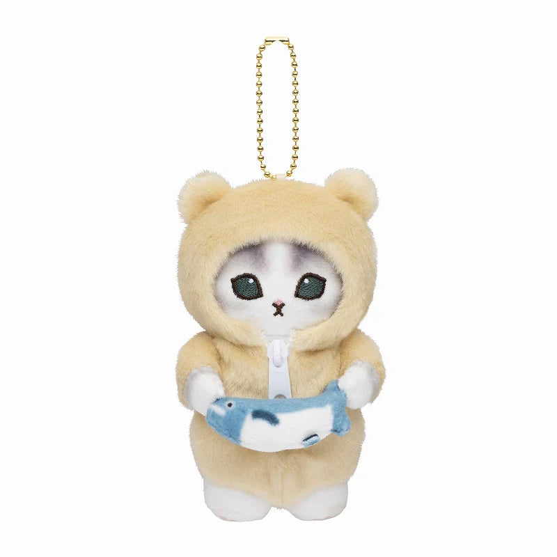 MOFUSAND | Costume Mascot Holder Plush Keychain H125×W100×D100mm (Yellow Bear Pajamas)