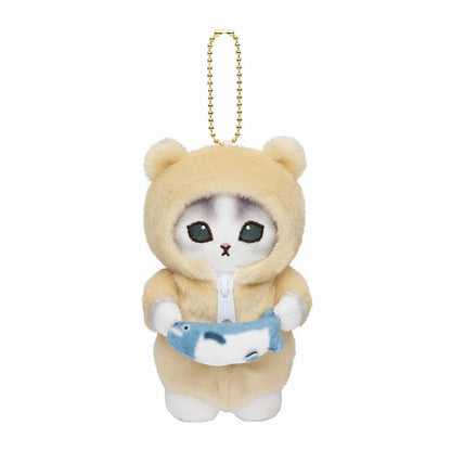 MOFUSAND | Costume Mascot Holder Plush Keychain H125×W100×D100mm (Yellow Bear Pajamas)