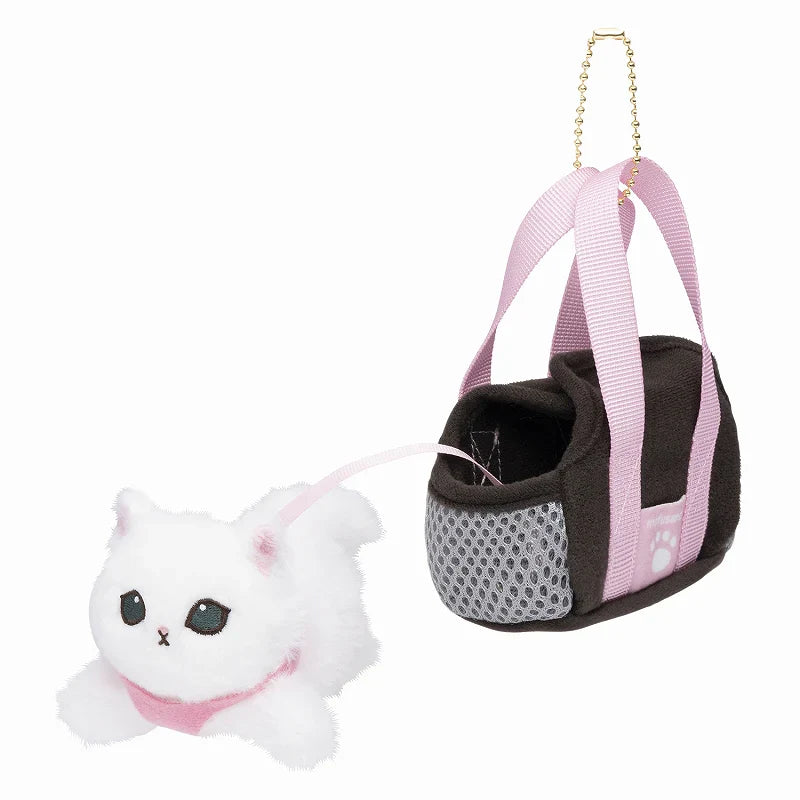 Mofusand | Mascot Holder Plush Keychain White/Black H130×W70×D125Mm (Cat In Going Out Bag)