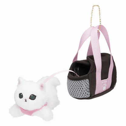 Mofusand | Mascot Holder Plush Keychain White/Black H130×W70×D125Mm (Cat In Going Out Bag)