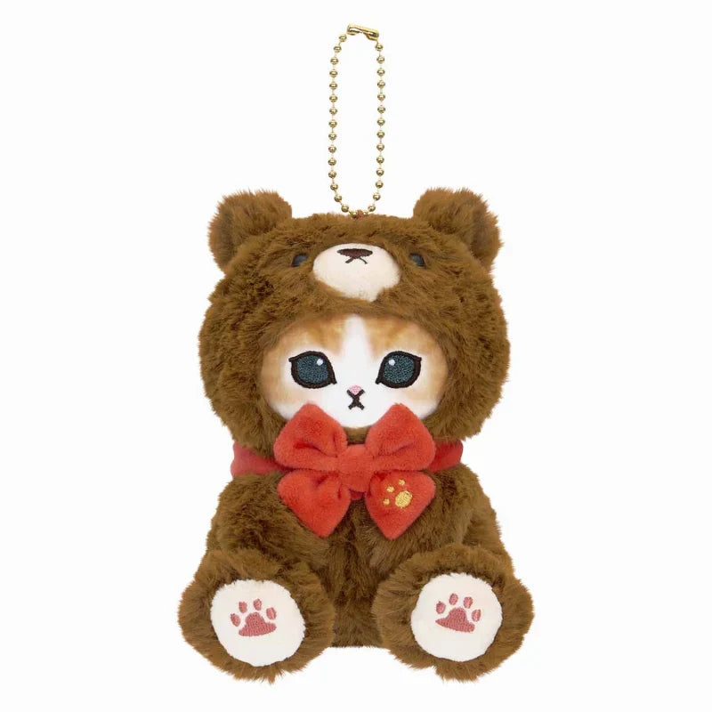 MOFUSAND | Exhibition Mascot Holder Plush Keychain 130×85×90mm (Teddy Bear Nyan Brown)