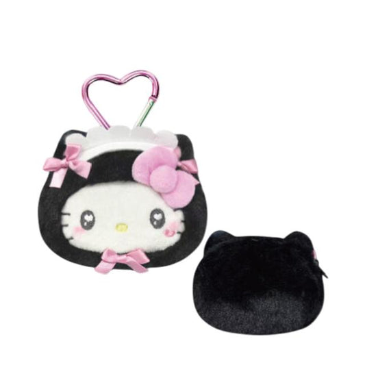 SANRIO | Hello Kitty Black Pouch with Carabiner 110x80x30mm (Nekoneko Maid)