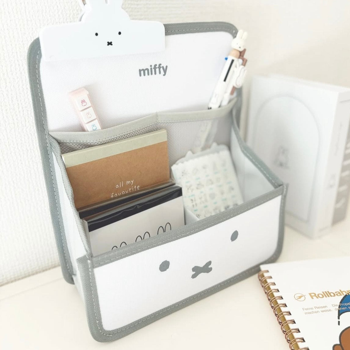 MIFFY | Car Headrest Backseat Organizer Multi Pocket 22.5×25.5×9cm (White)