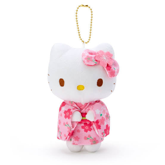 SANRIO | Mascot Holder Plush Keychain Hello Kitty 90×120×60mm (Pink Sakura Kimono)
