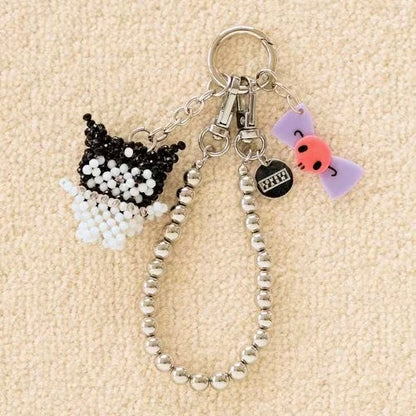 Me% x Sanrio Kuromi | Beaded Keychains Bag Charm 14.5cm Approx.
