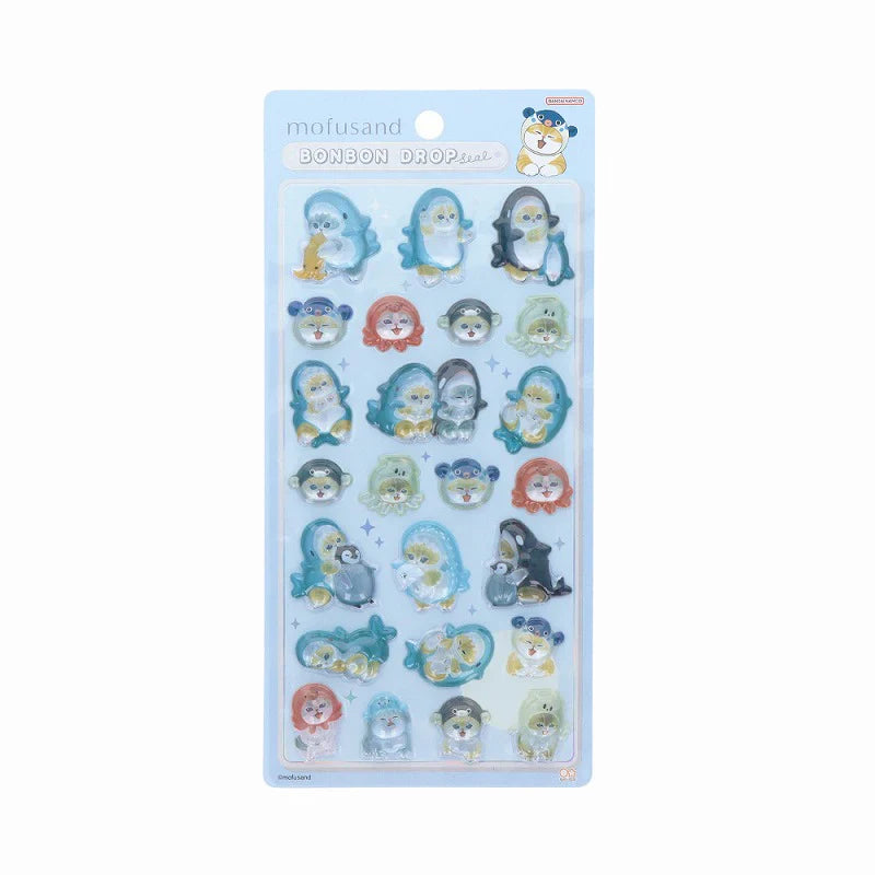 MOFUSAND | Bonbon Drop Seal 3D Sticker 200×95×7mm (Cat Shark Sea Creatures Nyan)