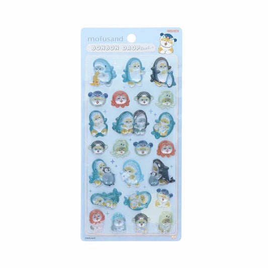 MOFUSAND | Bonbon Drop Seal 3D Sticker 200×95×7mm (Cat Shark Sea Creatures Nyan)