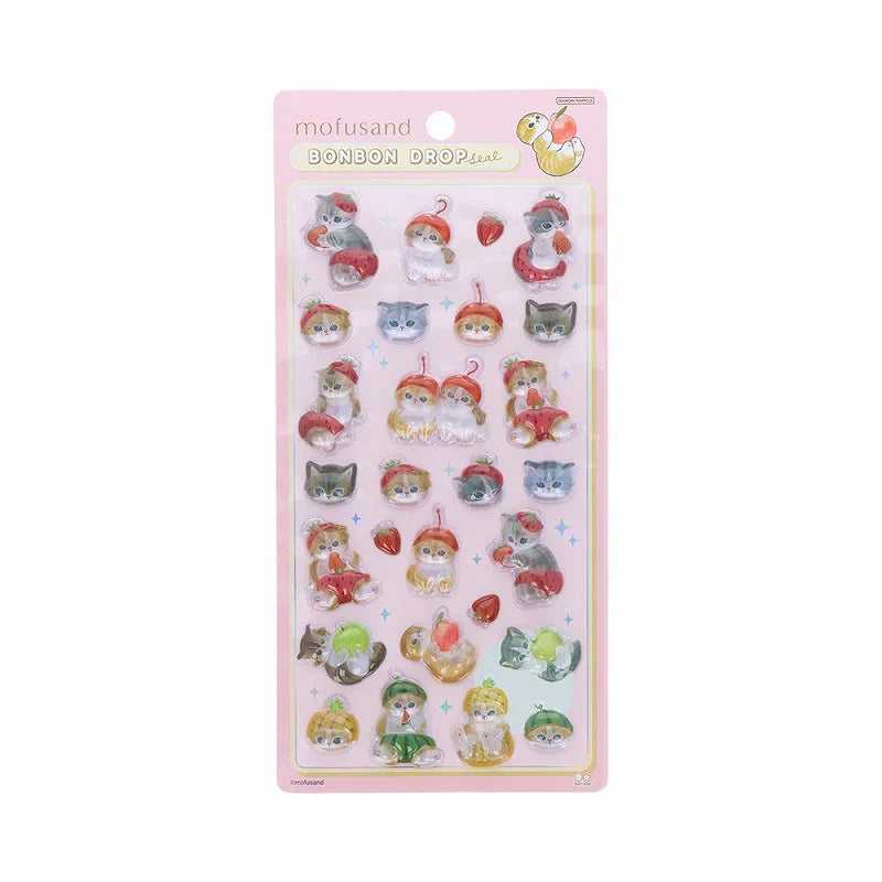 MOFUSAND | Bonbon Drop Seal 3D Sticker 200×95×7mm (Cats Cherry Fruit Nyan)