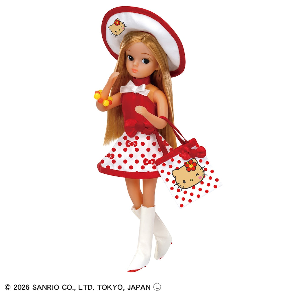 Licca × Sanrio | Retro Licca Vacation with Tanned Kitty 265×125×42mm