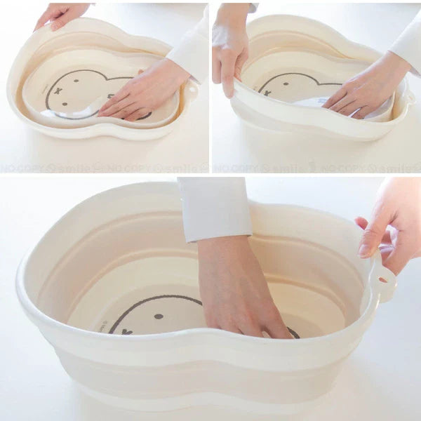 MIFFY | Folding Tub / Washing Tub Bucket 5L (24.5×32×4.4cm - 24.5×32×11.9cm)