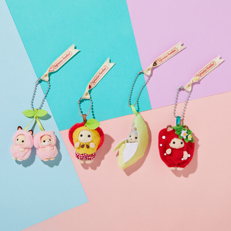【Jp】Sylvanian Families | Baby Fruits Keychain Chocolate Rabbit Strawberry Costume 78 X 28 140Mm