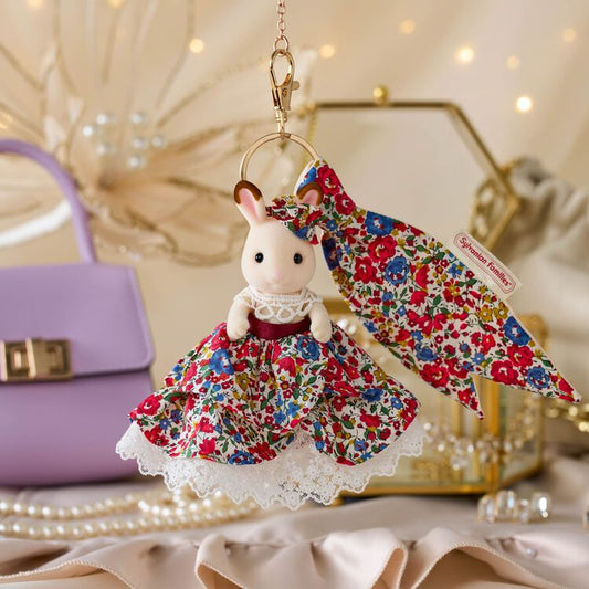 Sylvanian Families x Liberty Print | Chocolate Rabbit Sister Keychain Bag Charm 130x50x175mm